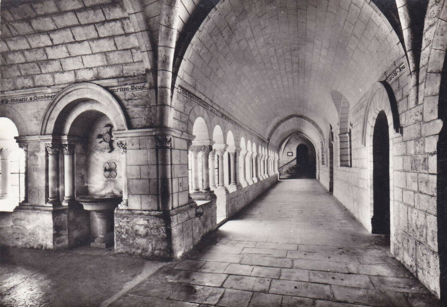 CPSM BLACK &amp; WHITE POSTCARD / NOTRE DAME D'AIGUEBELLE ABBEY THE CLOISTER 