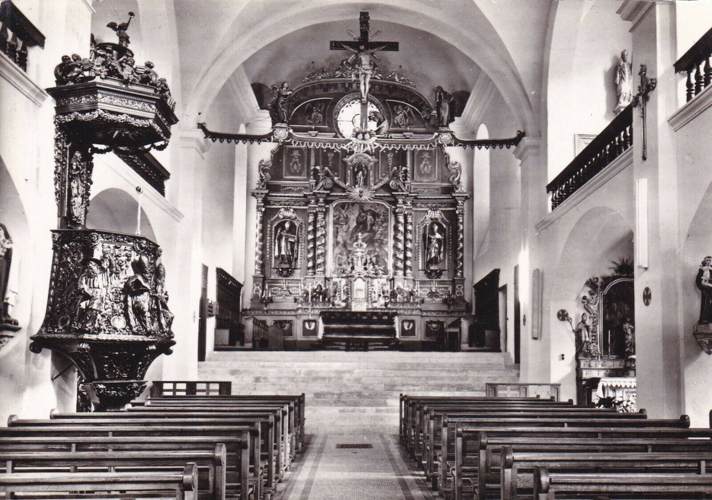 CPSM BLACK &amp; WHITE POSTCARD / BEAUFORT-SUR-DORON INTERIOR OF THE CHURCH 