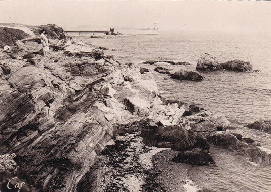 CPSM BLACK &amp; WHITE POSTCARD / LES SABLES D'OLONNE THE WILD COAST