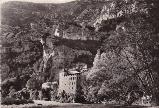 CARTE POSTALE CPSM NOIR & BLANC / GORGES DU TARN CHATEAU DE LAS CAZE (1951)