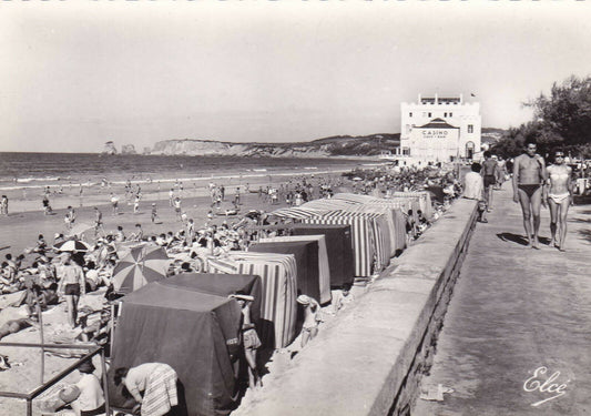 CARTE POSTALE CPSM NOIR & BLANC / HENDAYE LA PROMENADE ET LA PLAGE