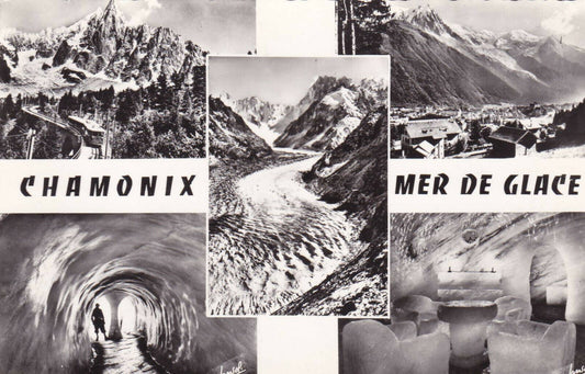 CPSM BLACK &amp; WHITE POSTCARD / CHAMONIX MER DE GLACE 