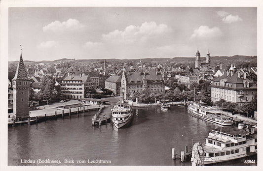 OLD POSTCARD CPA BLACK &amp; WHITE / LINDAU BODENSEE 