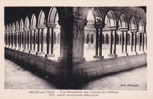 OLD POSTCARD CPA BLACK AND WHITE / ARLES SUR TECH CLOITRES ABBEY 