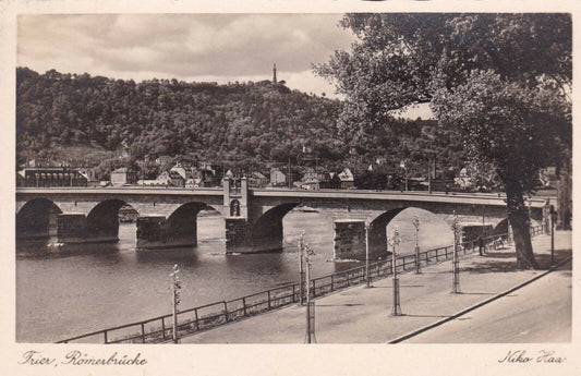CPSM BLACK AND WHITE POSTCARD / TRIER ROMERBRUCKE 