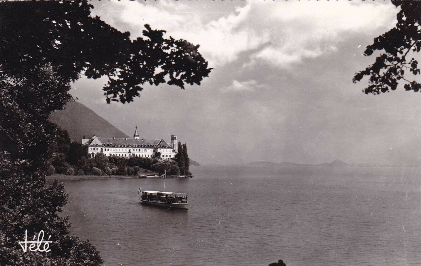 CPSM BLACK AND WHITE POSTCARD / HAUTECOMBE ABBEY LAKE DU BOURGET (1957) 