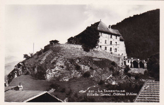 OLD POSTCARD CPA BLACK AND WHITE LA TARENTAISE VILLETTE CHATEAU ST-AIME 