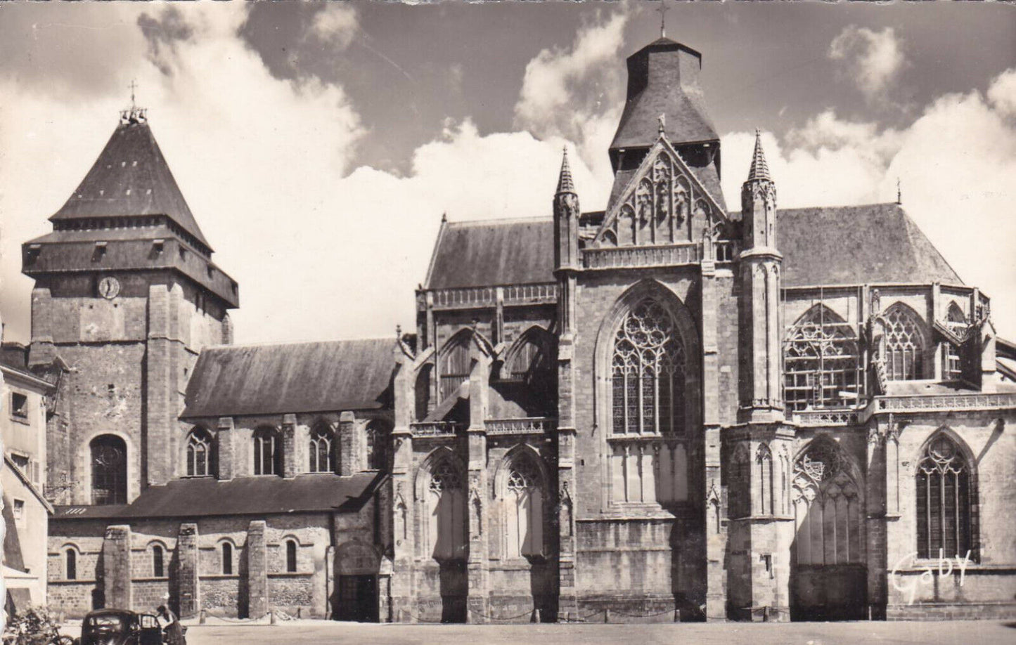 CPSM BLACK AND WHITE POSTCARD / EVRON LA BASILIQUE MAYENNE 