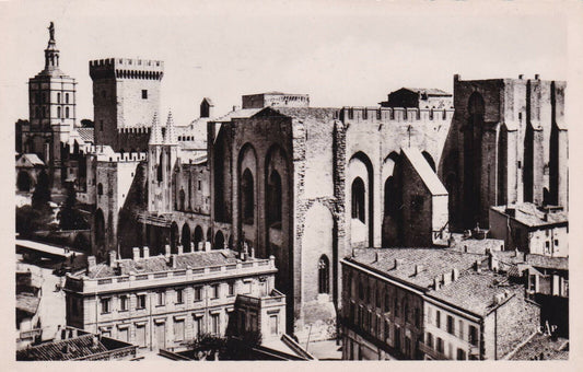 CPSM BLACK AND WHITE POSTCARD / AVIGNON THE PALACE OF THE POPES 