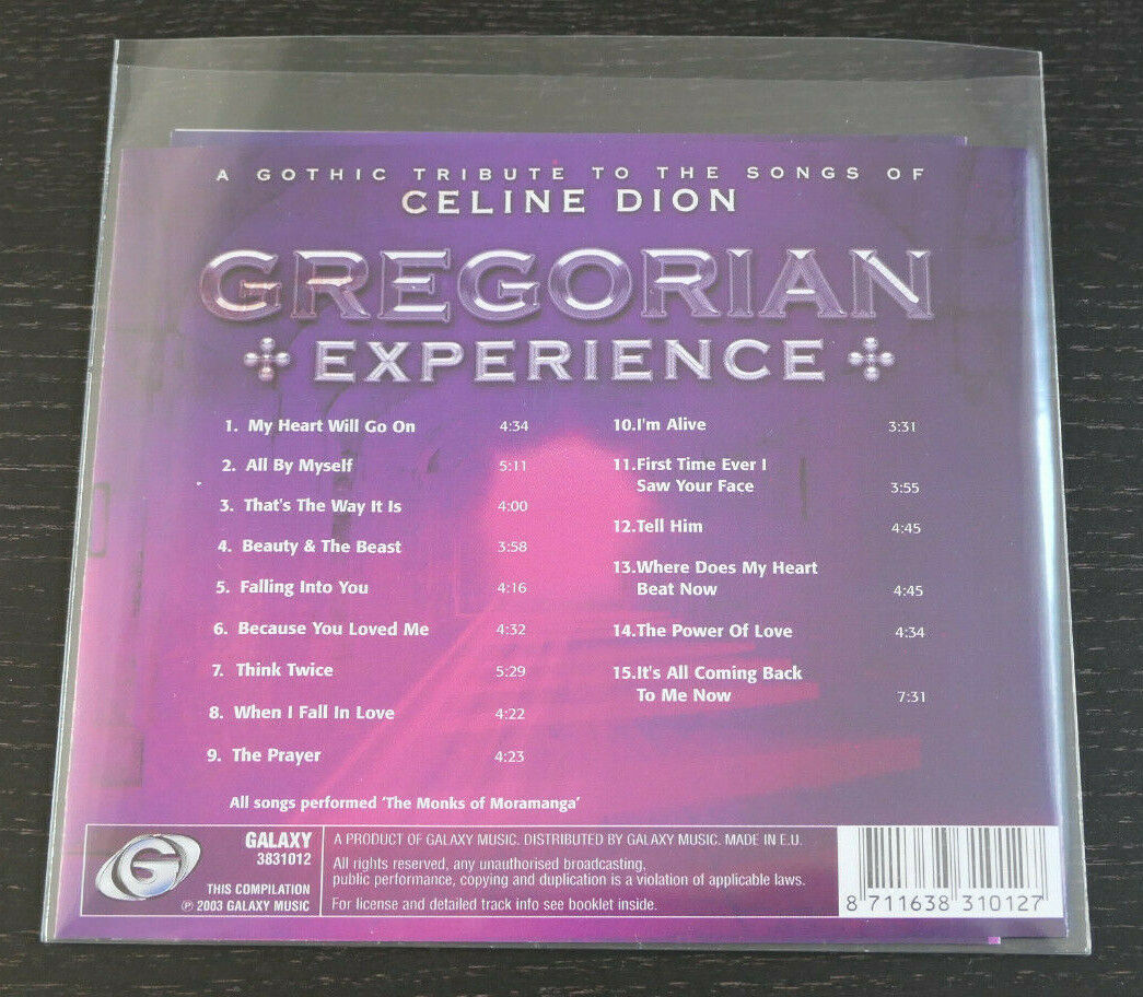 CD A GOTHIC TRIBUTE TO THE SONGS OF CELINE DION / GREGORIAN EXPERIENCE / 2003