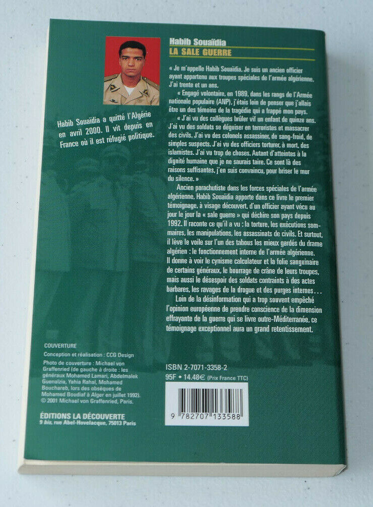 LA SALE GUERRE / HABIB SOUAIDIA / TEMOIGNAGE  / EDITIONS LA DECOUVERTE 2001