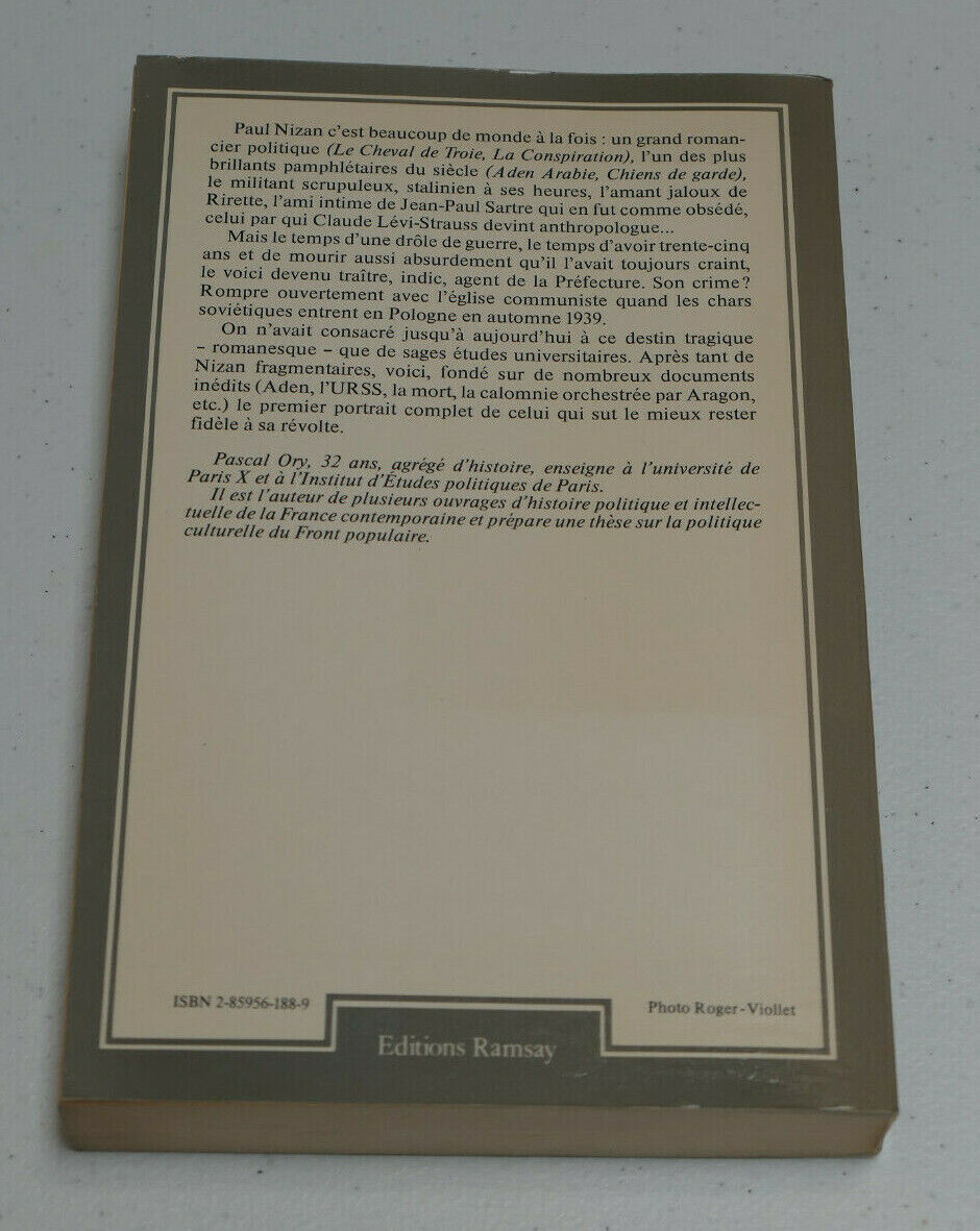 NIZAN DESTIN D'UN REVOLTE / BIOGRAPHIE / PASCAL ORY / EDITIONS RAMSAY 1980