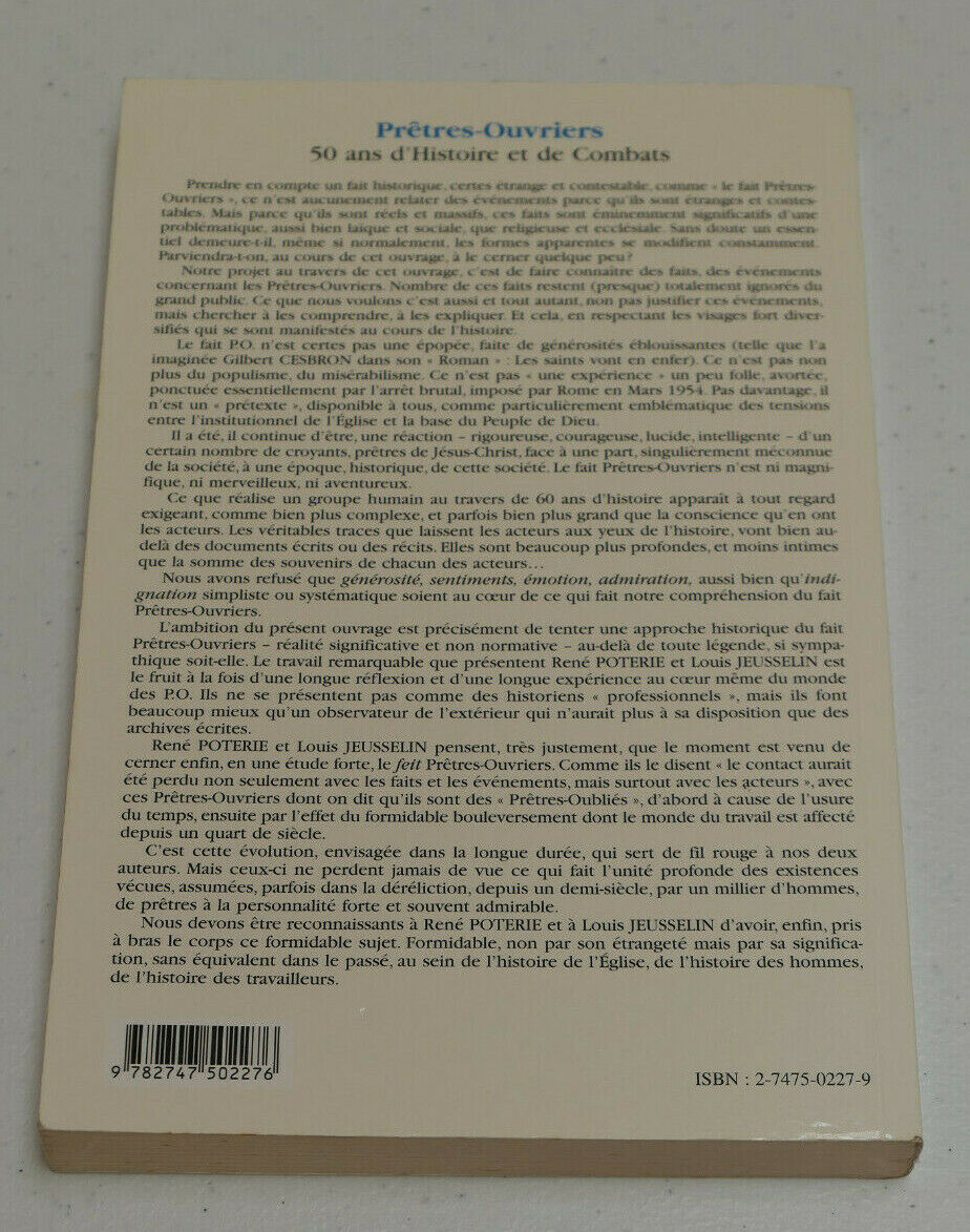 PRETRES-OUVRIERS 50 ANS D'HISTOIRE ET DE COMBATS / L'HARMATTAN 2001