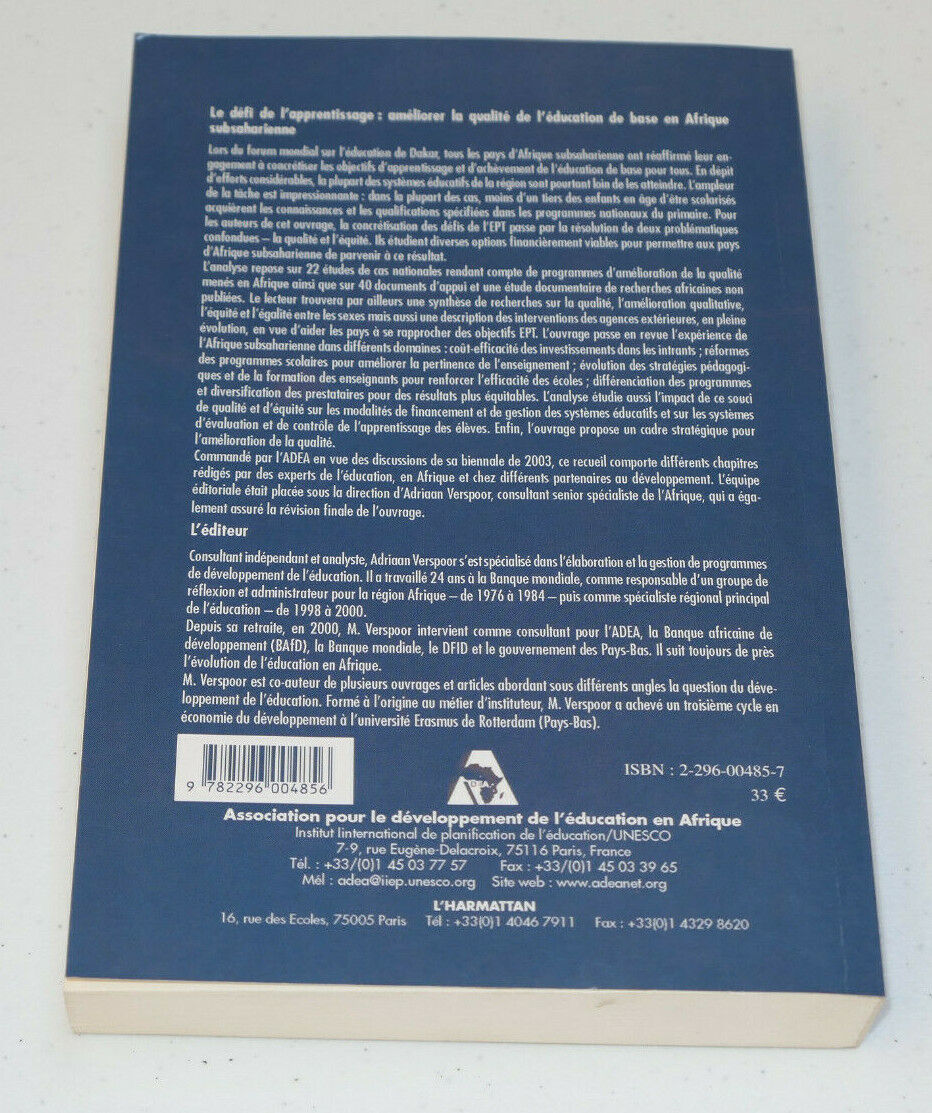 LE DEFI DE L'APPRENTISSAGE / DEVELOPPEMENT EDUCATION AFRIQUE SUBSAHARIENNE
