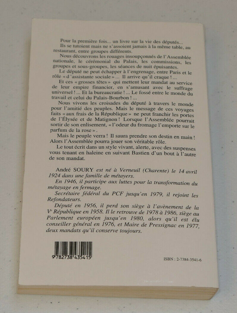 THE OTHER SIDE OF THE HEMICYCLE / ANDRE SOURY / L'HARMATTAN 1995 / POLITICS 