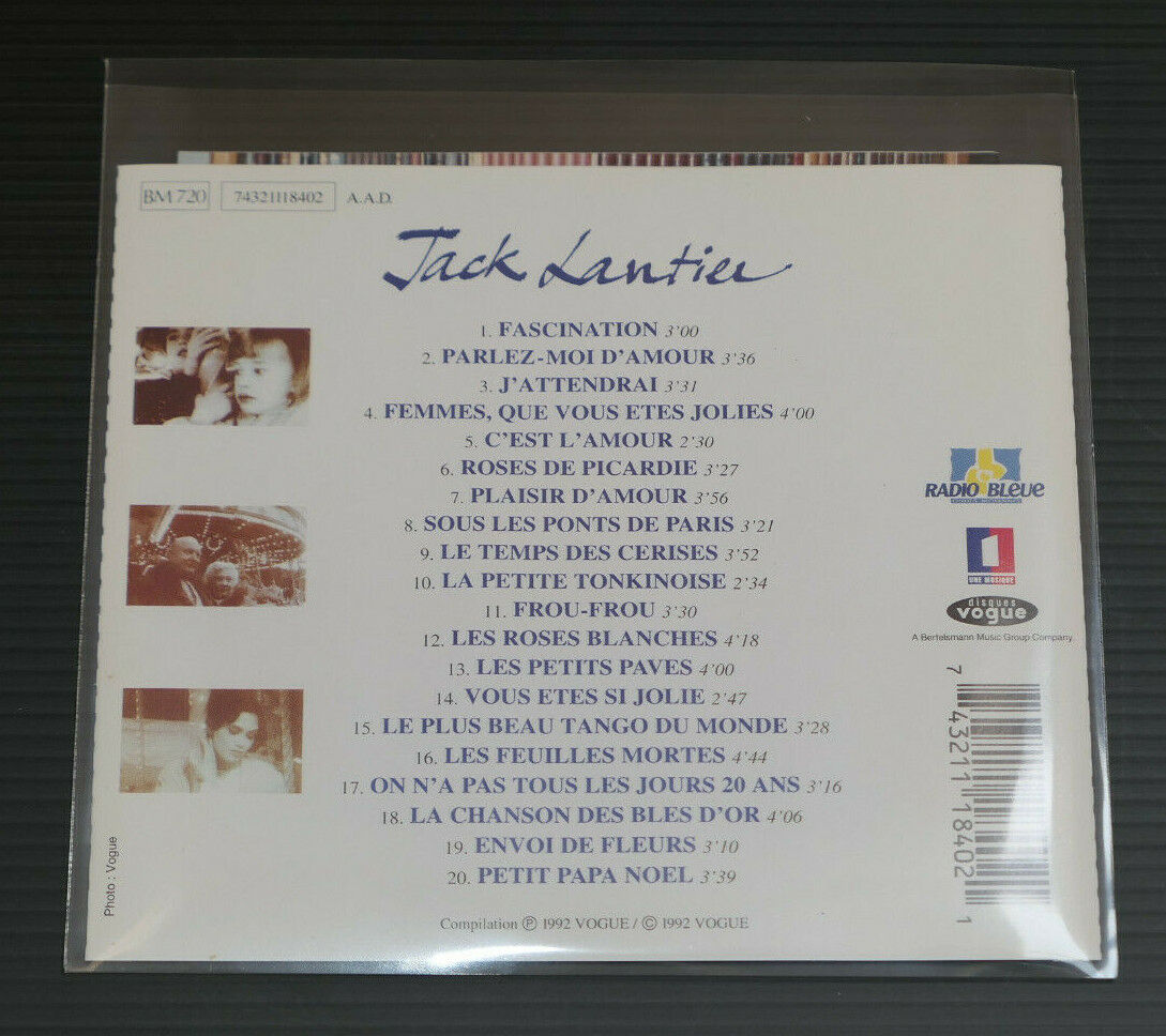 CD JACK LANTIER / LES PLUS BELLES CHANSONS FRANCAISES / COMPILATION 1992