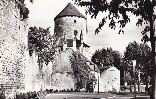 CARTE POSTALE CPSM NOIR & BLANC / PROMENADE DES REMPARTS LA TOUR GOGUIN NIEVRE
