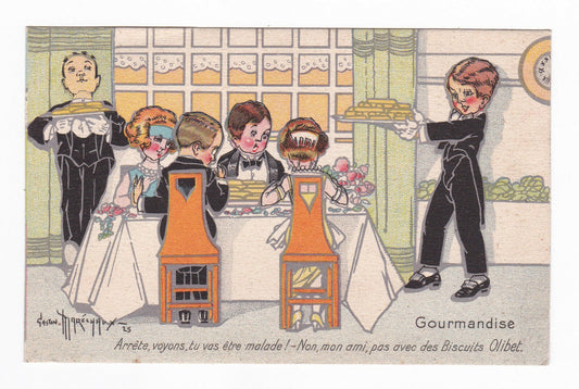 ANCIENNE PUBLICITE CARTE ANTIQUE ADVERTISING BISCUITS OLIBET MARECHAUX 1925