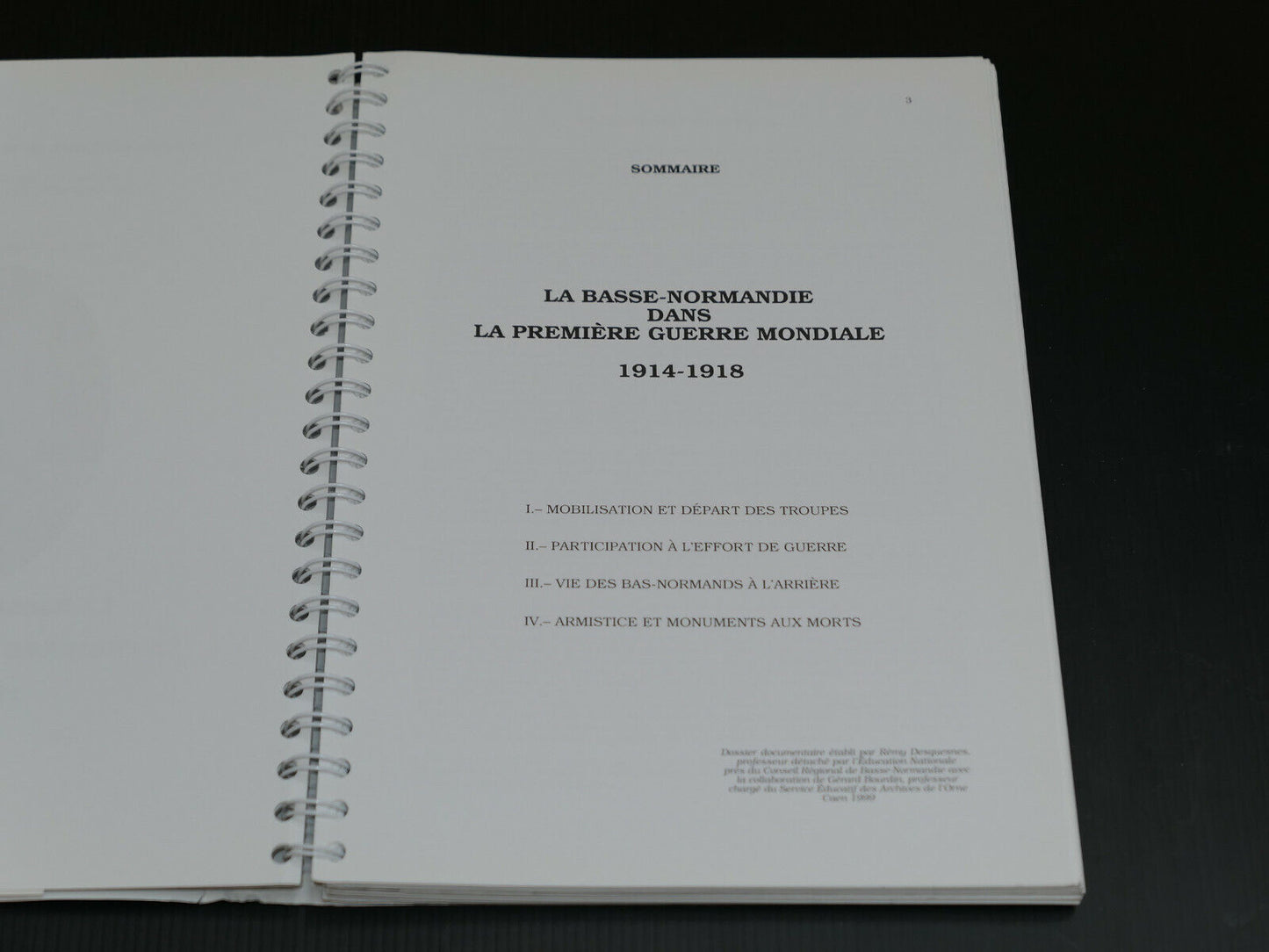 LA BASSE-NORMANDIE DANS LA PREMIERE GUERRE MONDIALE / DOSSIER DOCUMENTAIRE 1999