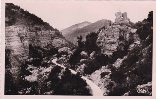 CPSM BLACK &amp; WHITE POSTCARD / SAILLANS ROAD TO VERONNE LE CHAPEAU CORNARD 