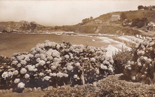 CPSM BLACK &amp; WHITE POSTCARD / PERROS-GUIREC TRESTIGNEL BEACH 