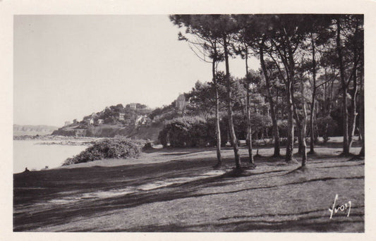 CPSM BLACK &amp; WHITE POSTCARD / PERROS-GUIREC SAPINIERE TRESTRAOU BEACH 