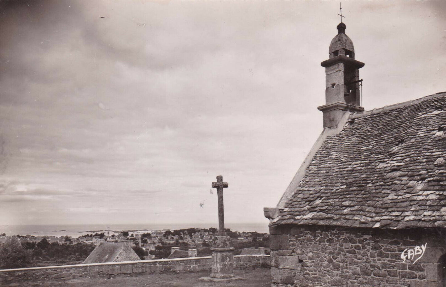 CPSM BLACK &amp; WHITE POSTCARD / TREBEURDEN LA CHAPELLE CHRIST 