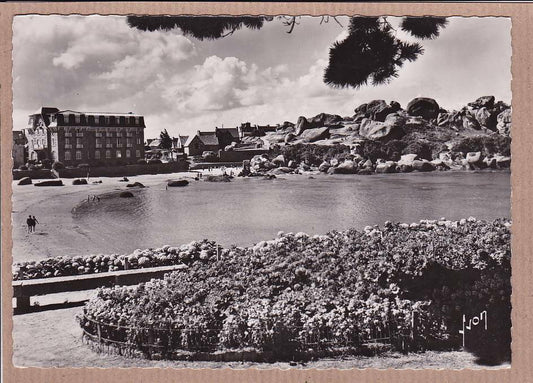 CPSM BLACK &amp; WHITE POSTCARD / PLOUMANAC'H THE FLOWERY BEACH OF SAINT-GUIREC