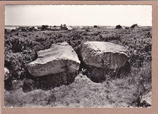 CPSM BLACK &amp; WHITE POSTCARD / PLOUHARNEL THE DOLMEN OF RONDOSSEC 