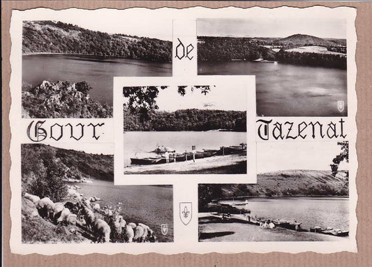 CARTE POSTALE CPSM NOIR & BLANC / GOUR DE TAZENAT MULTIVUE (1961)