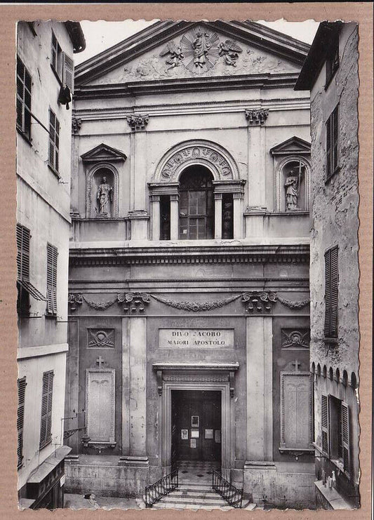 CPSM BLACK &amp; WHITE POSTCARD / NICE THE GESU CHURCH RIGHT STREET THE FACADE 