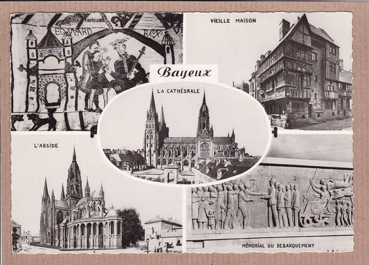 CPSM BLACK &amp; WHITE POSTCARD / BAYEUX MULTIVIEW 