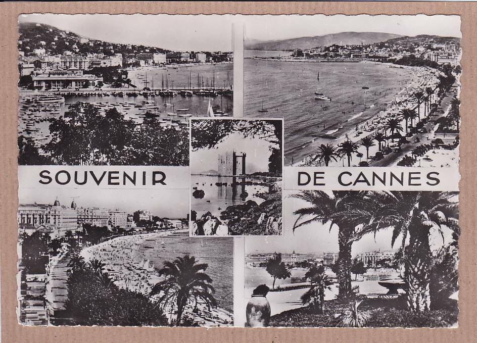 CARTE POSTALE CPSM NOIR & BLANC / SOUVENIR DE CANNES MULTIVUE