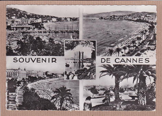 CARTE POSTALE CPSM NOIR & BLANC / SOUVENIR DE CANNES MULTIVUE
