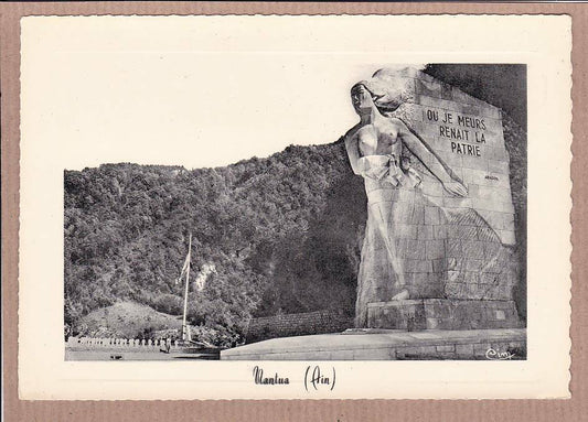CPSM BLACK &amp; WHITE POSTCARD / NANTUA MONUMENT OF THE AIN MAQUIS IN CERDON 