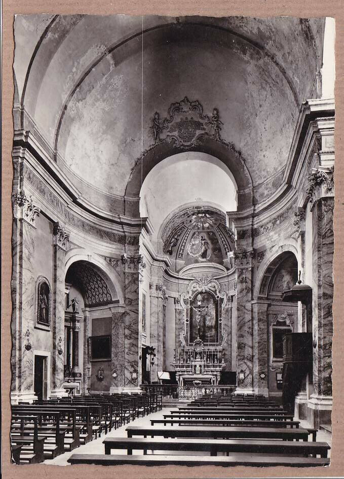 CPSM BLACK &amp; WHITE POSTCARD / LA TURBIE INTERIOR OF CHRIST BOIS CHURCH 
