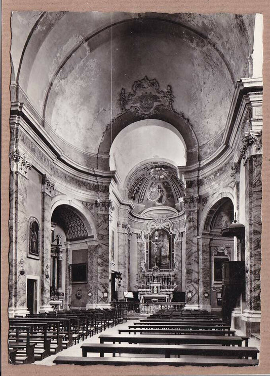 CPSM BLACK &amp; WHITE POSTCARD / LA TURBIE INTERIOR OF CHRIST BOIS CHURCH 