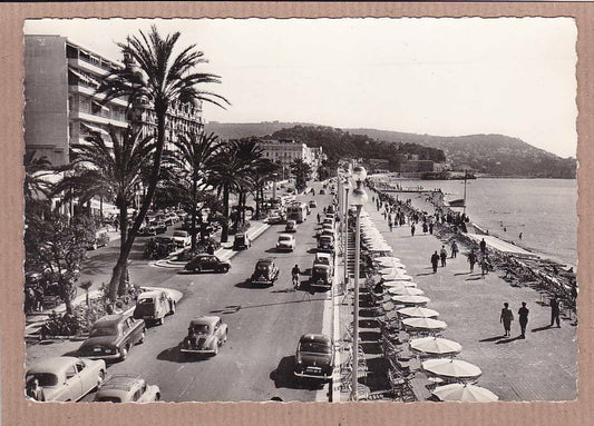 CPSM BLACK &amp; WHITE POSTCARD / NICE THE PROMENADE OF THE ENGLISH (1960) 
