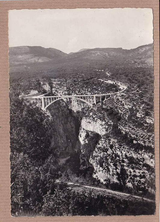 CPSM BLACK &amp; WHITE POSTCARD / VERDON GORGES ROAD BRIDGE OVER THE ARTUBY 