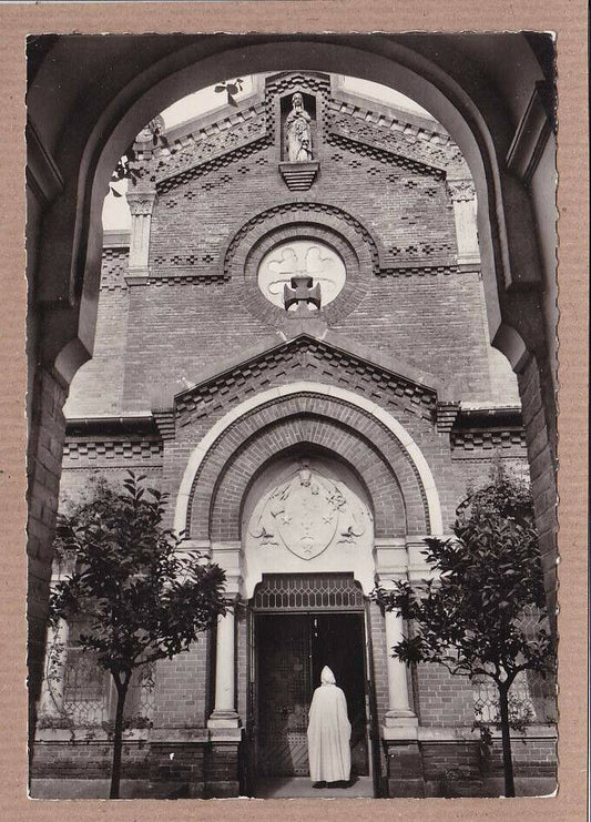 CPSM BLACK &amp; WHITE POSTCARD / NOTRE DAME DES DOMBES BY MARLIEU FACADE 