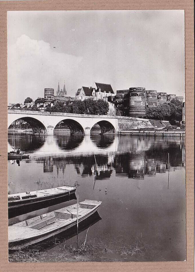 CPSM BLACK &amp; WHITE POSTCARD / ANGERS CASTLE AND THE BASSE CHAINE BRIDGE 