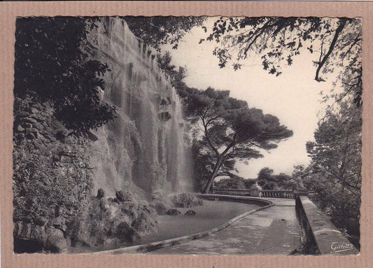 CPSM BLACK &amp; WHITE POSTCARD NICE CASCADE DU CHATEAU 