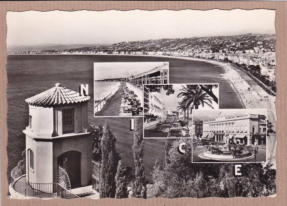CPSM BLACK &amp; WHITE POSTCARD / NICE MULTIVIEW (1964) 