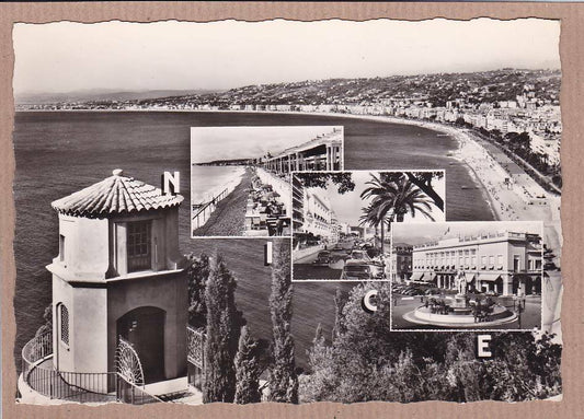 CPSM BLACK &amp; WHITE POSTCARD / NICE MULTIVIEW (1964) 