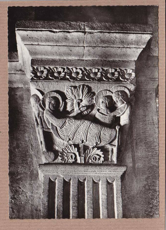 CPSM BLACK &amp; WHITE POSTCARD / AUTUN CATHEDRAL NATIVITY CAPITAL 
