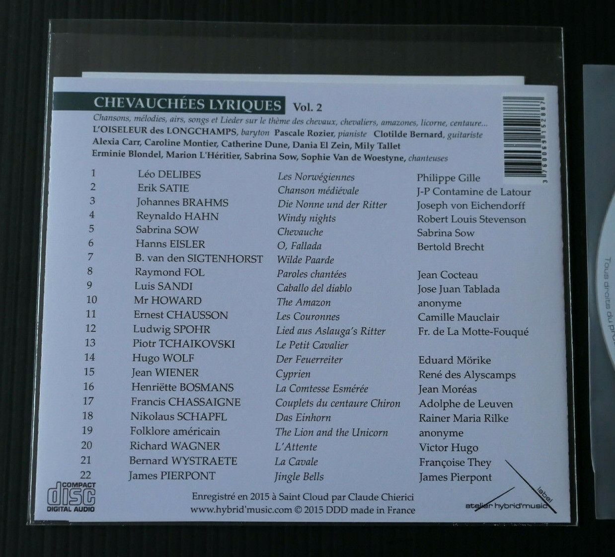 CD LA COMPAGNIE DE L'OISELEUR CHANTE LES CHEVAUCHEES LYRIQUES VOL. 2 / 2015