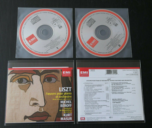 2CD LISZT L'OEUVRE POUR PIANO ET ORCHESTRE / MICHEL BEROFF / KURT MASUR / 1990