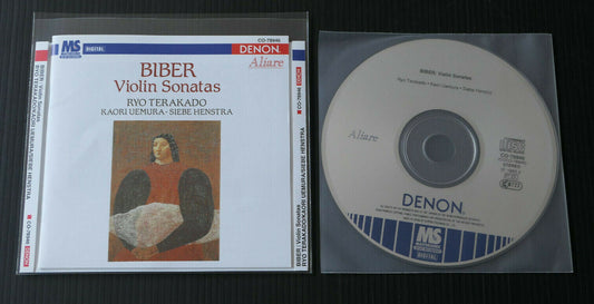 CD BIBER VIOLIN SONATAS / RYO TERAKADO / KAORI UEMURA / DENON JAPAN 1995