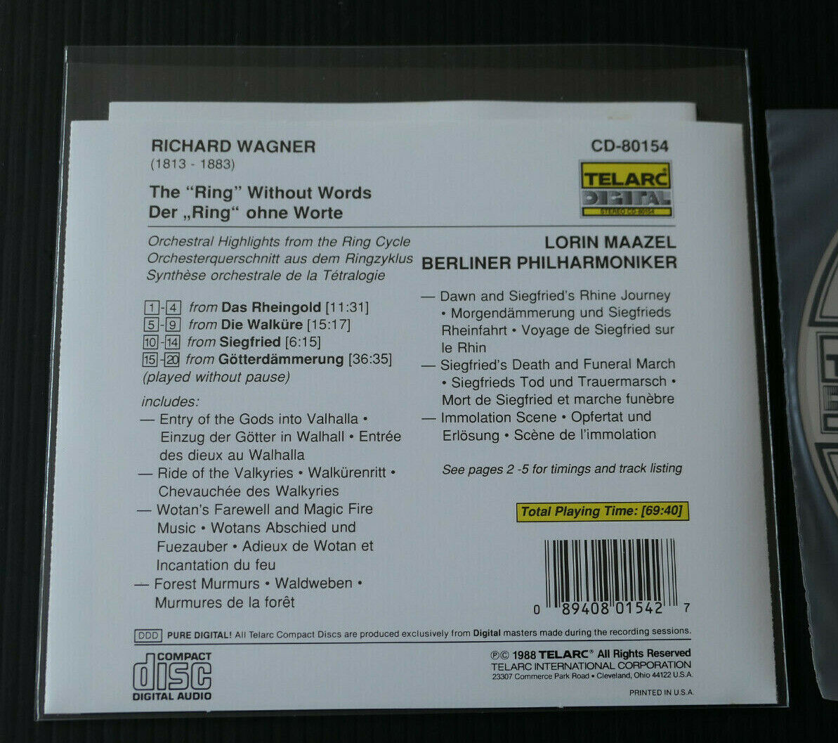 CD WAGNER / LORIN MAAZEL / BERLINER PHILHARMONIKER / TELARC 1988
