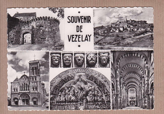 CARTE POSTALE CPSM NOIR & BLANC / SOUVENIR DE VEZELAY MULTIVUE YONNE